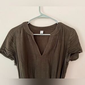 XS Old Navy Ancient Forest Waist-Defined Tie-Belt Midi Dress